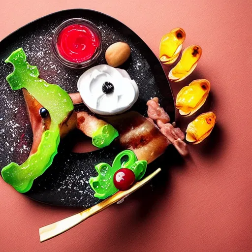 Prompt: ktten made out of jelly, mouthwatering, food photography