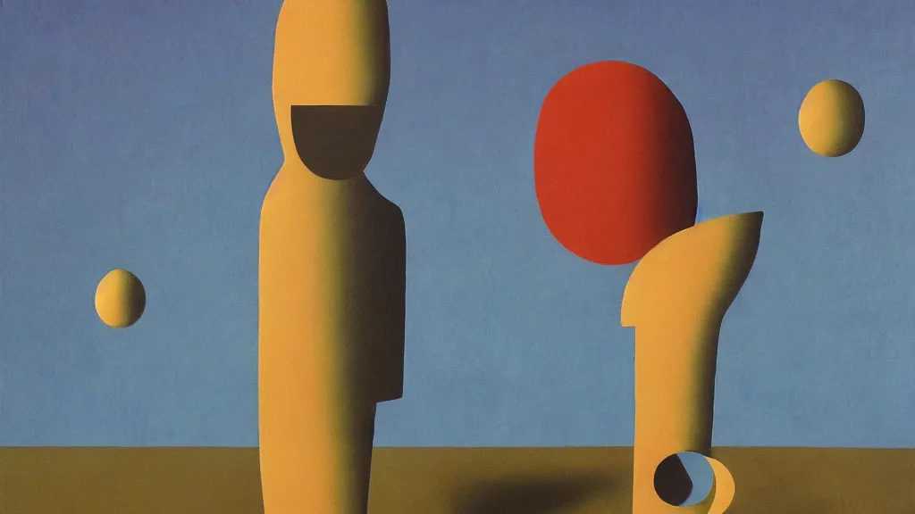 Image similar to abstract primitivism minimalism art painting, lines, forms, shapes, in style ofrene magritte