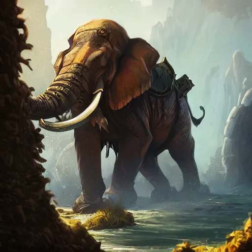 Prompt: an olifant, epic fantasy style, in the style of Greg Rutkowski, hearthstone artwork