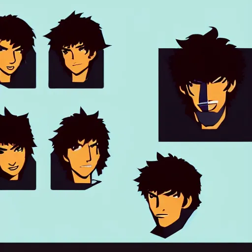 Prompt: face icon vector minimalist cowboy bebop by artstation loftis cory fanart