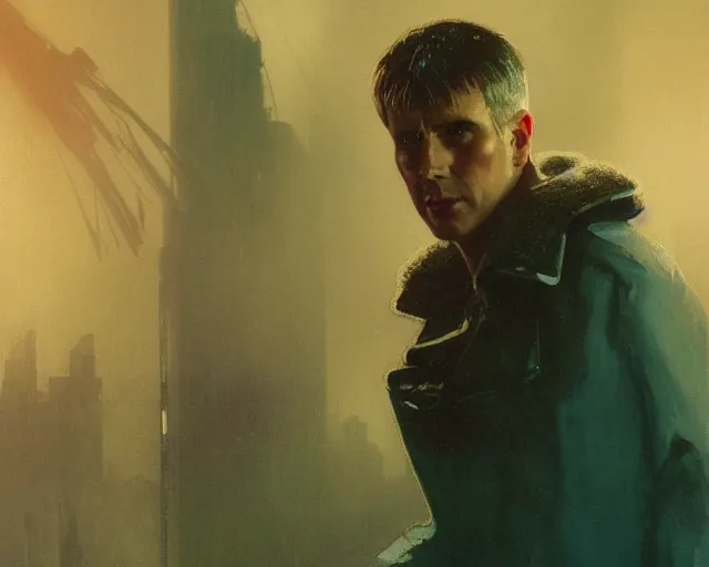 Image similar to 2 0 1 8 blade runner movie still girl look at the cityscape from roof perfect face fine realistic face pretty face neon puffy jacket blue futuristic sci - fi elegant by denis villeneuve tom anders zorn hans dragan bibin thoma greg rutkowski ismail inceoglu illustrated sand storm alphonse mucha