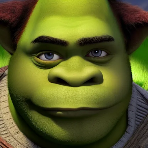 Image similar to Shrek and Donkey merged together, hyperdetailed, artstation, cgsociety, 8k
