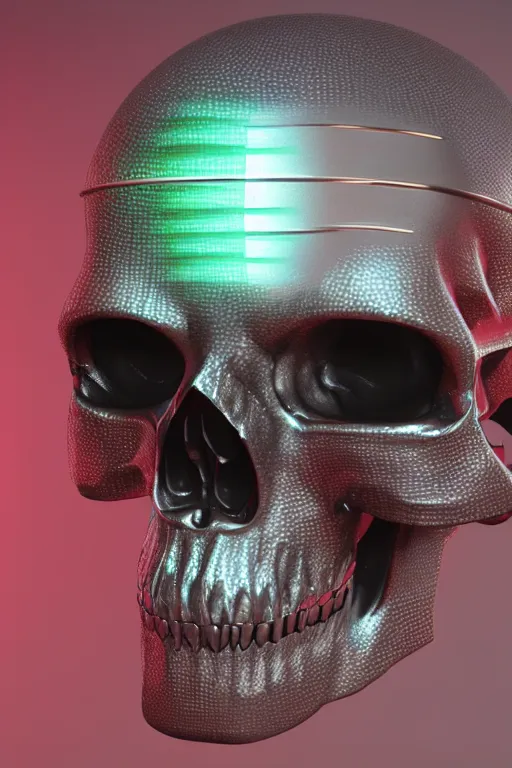 Prompt: high tech metallic human skull, colorful, futuristic, sculpt trending on artstation cgsociety, cad model, fusion360 highly detailed studio lighting 4k, octane render