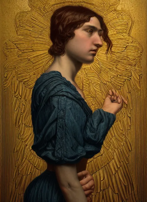 Prompt: intricate oil painting portrait by John William Godward and Anna Dittman and Laurie Greasley and Victo Ngai and Taro Okamoto and Caspar David Friedrich depicting michael the archangel, evening, atmospheric lighting, intricate detail, cgsociety, hyperrealistic, octane render, RPG portrait, ambient light, dynamic lighting