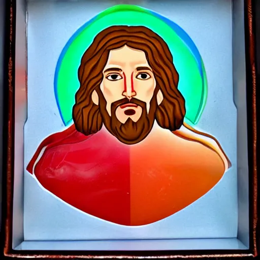 Image similar to portrait of jesus on the cross made of gummi bears