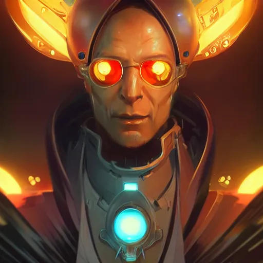 Prompt: a portrait of a evil cybernetic priest, cyberpunk concept art by pete mohrbacher and wlop and artgerm and josan gonzales, digital art, highly detailed, intricate, sci-fi, sharp focus, Trending on Artstation HQ, deviantart, unreal engine 5, 4K UHD image