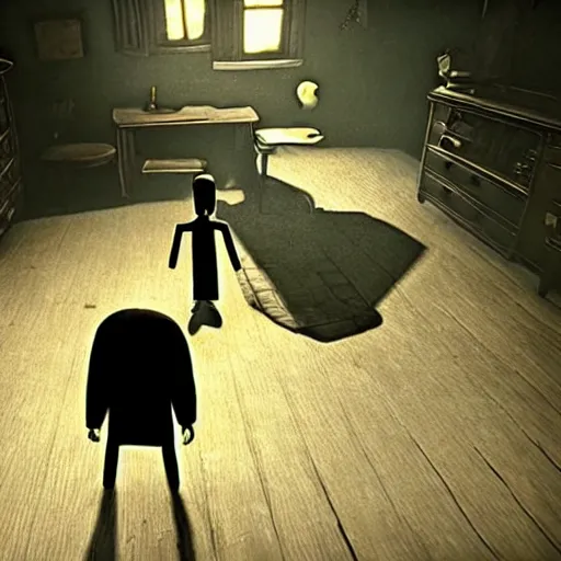 Image similar to screentshot from slender man in little nightmares 2