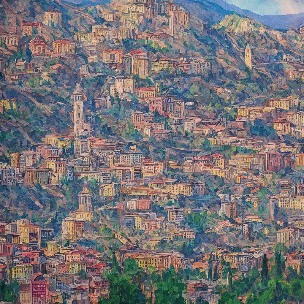 Image similar to tbilisi painted by david bowie