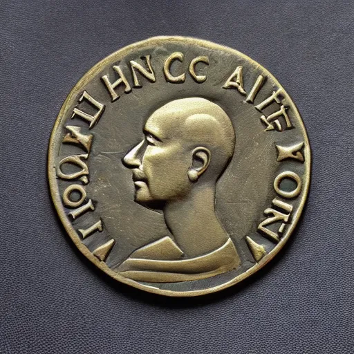 Image similar to ancient bronze coin depicting Jeff Bezos