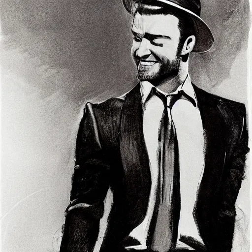 Prompt: justin timberlake as drawn by frank frazetta