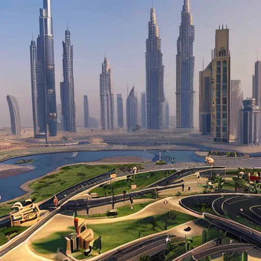 Image similar to gta : dubai, by disney