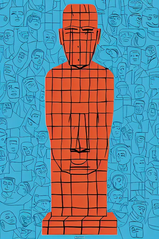 Image similar to cubist moai statue cutout digital illustration cartoon colorful beeple