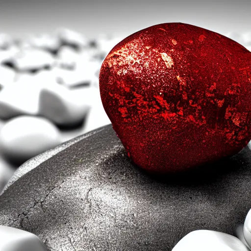 Prompt: shiny rock covered in blood, 4k HDR