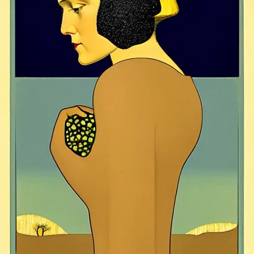 Image similar to Art in the style of Coles Phillips, Gaia, Mother Earth, side portrait