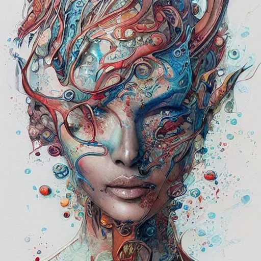 Image similar to pour painting art, watercolor, pen and ink, intricate lines, elegant, extreme detail, smooth, sharp focus, art by james jean, ross tran, peter morbacher