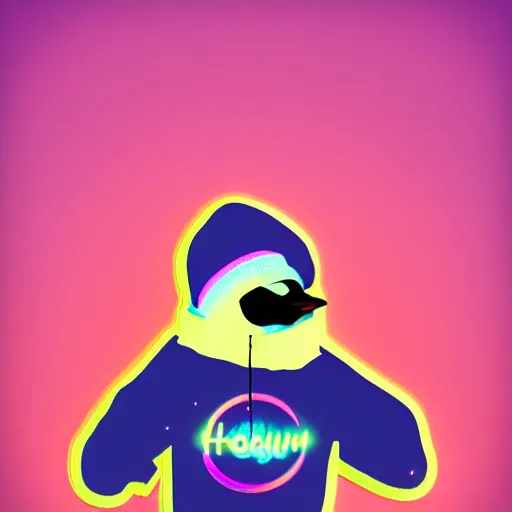 Prompt: penguin in hoody, portrait, vaporwave, synthwave, neon, vector graphics, cinematic, volumetric lighting, f 8 aperture, cinematic eastman 5 3 8 4 film, photorealistic