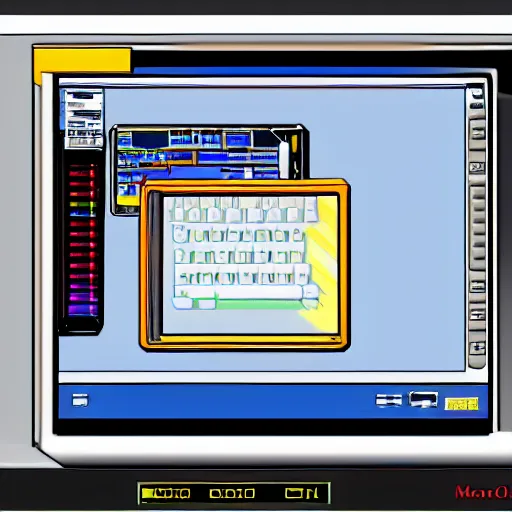 Prompt: macintosh crt monitor computer windows 1 9 9 9 computer graphics