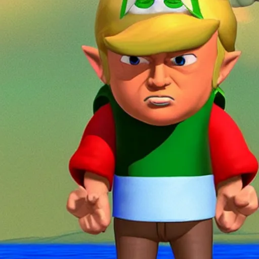 Prompt: Donald Trump!! as Tingle! in The Legend of Zelda!! Wind Waker