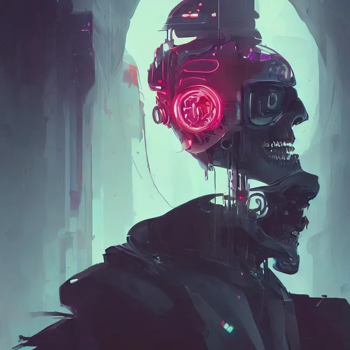 Image similar to a beautiful painting of a cyberpunk skull by sergey kolesov and pascal blanche, in style of noir illustration. colorful comic, symmetry, sci fi, hyper detailed. octanev render. trending on artstation