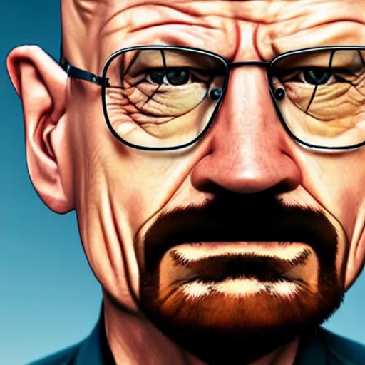 Image similar to realistic photo of walter white in a shape of troll face