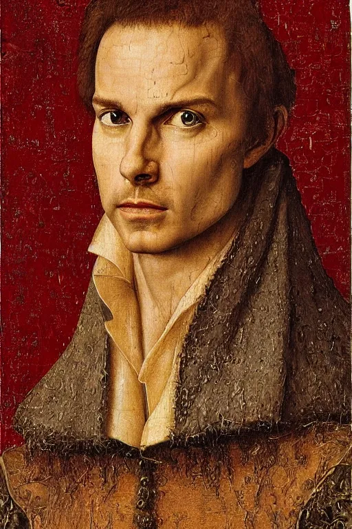 Image similar to renaissance 1 6 0 0 portrait of tom cruise, oil painting by jan van eyck, northern renaissance art, oil on canvas, wet - on - wet technique, realistic, expressive emotions, intricate textures, illusionistic detail