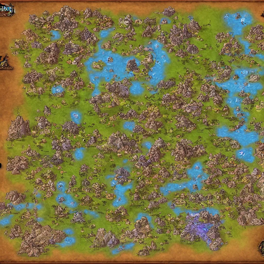 Image similar to Map in the style of World of warcraft map, hyper detailed