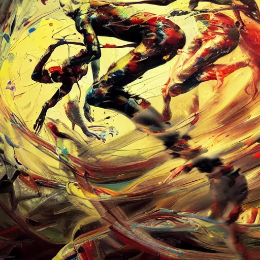 Image similar to jackson pollock painting, abstract chaos art, fantasy, hd, volumetric lighting, 4 k, intricate detail, by jesper ejsing, irakli nadar