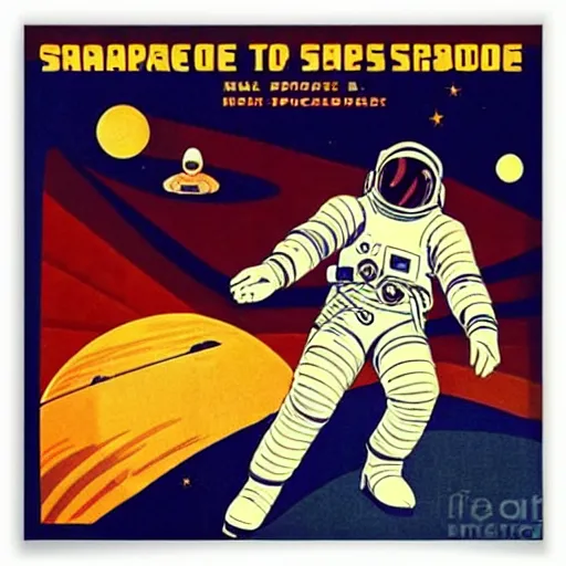 Prompt: space program propaganda poster, astronaut, art deco style
