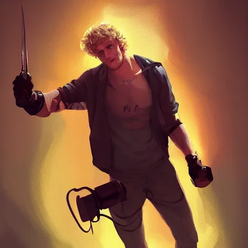 Prompt: Logan Paul giving a podcast On the radio wolverine , artstation, Greg rutkowski, cinematic, digital Art