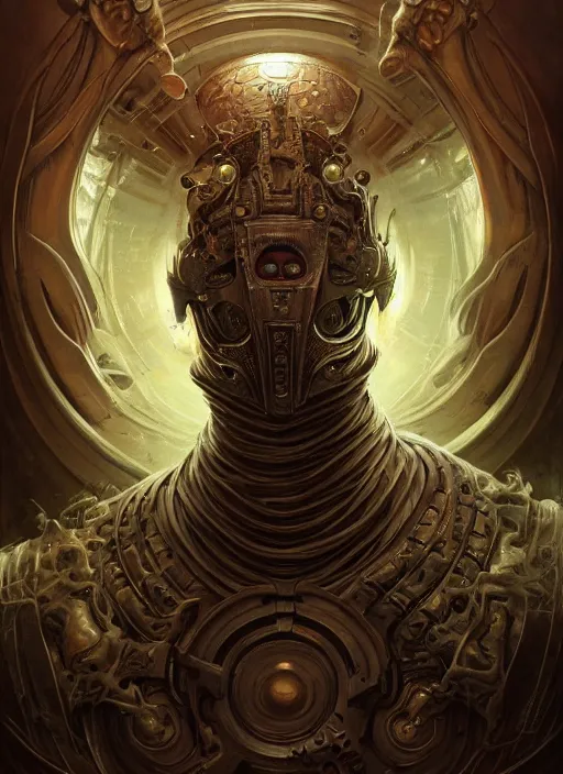 Image similar to mf doom with demonic eyes, metallic shiny skin. intricate, elegant, highly detailed, centered, digital painting, artstation, concept art, smooth, sharp focus, illustration, artgerm, tomasz alen kopera, peter mohrbacher, donato giancola, joseph christian leyendecker, wlop, frank frazetta