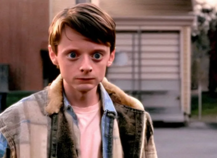 Image similar to film still of Elijah Wood as Marty McFly in Back to the Future 1989