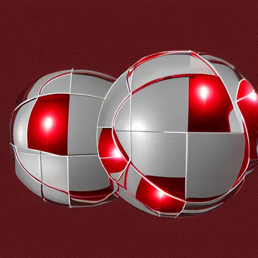 Prompt: chrome spheres on a red cube, sketch