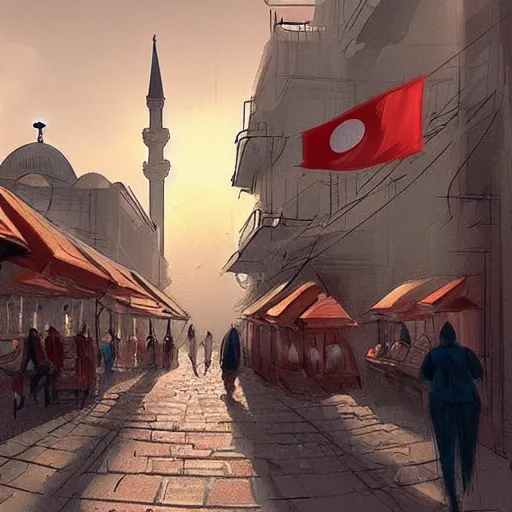 Image similar to a scene from istanbul, concept art by guillermo martinez, artstation,