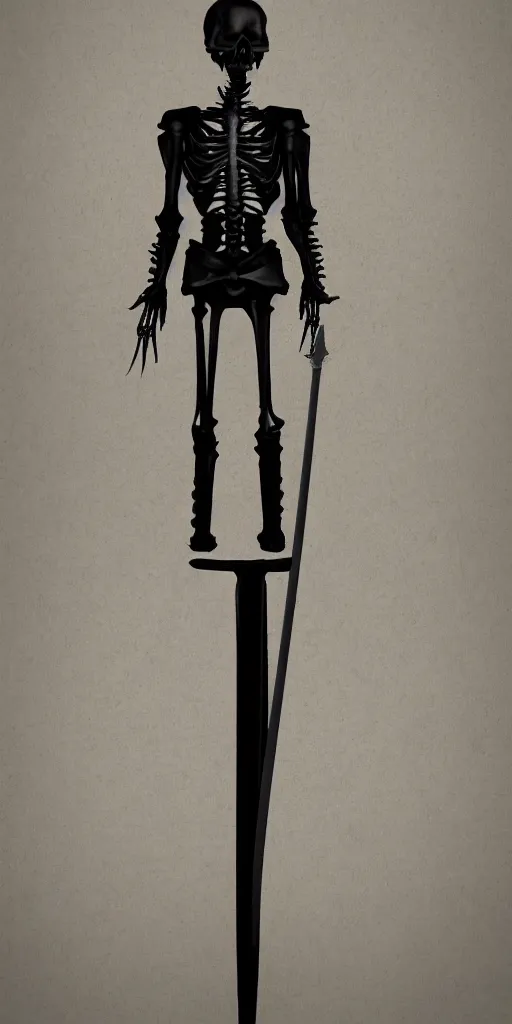 Prompt: long sword, black skeleton sword guard