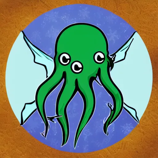 Image similar to cthulhu as 🥶 emoji, telegram sticker design, flat design, glossy design, white outline.