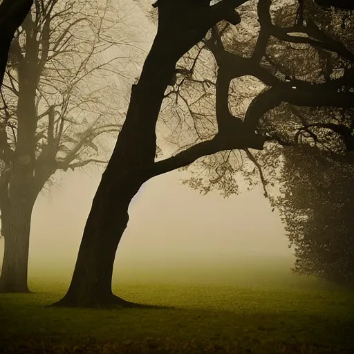 Prompt: an impressively euphoric 1 8 0 0 s romanticism - inspired photograph depicting bedlam underneath a foggy tree line at dawn inspired by liberty leading the people