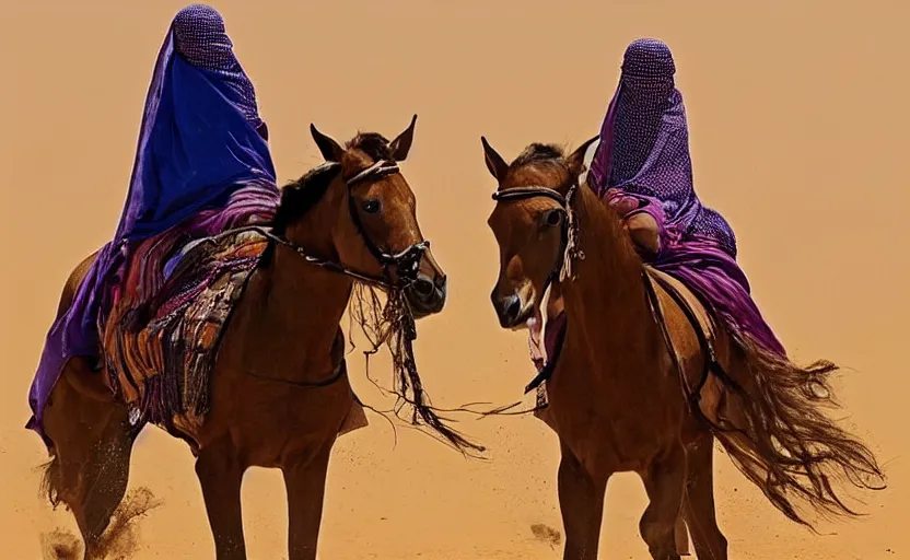 Image similar to beautiful burqa's woman, riding a horse!!! in saharan, sharp eyes, perfect dynamic posture, dust, cinematic, perfect dynamic pose, pinterest,, very perfect position, award winning photo by national geographic