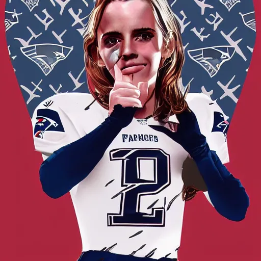 Image similar to emma watson in new england patriots football uniform fanart, digital art