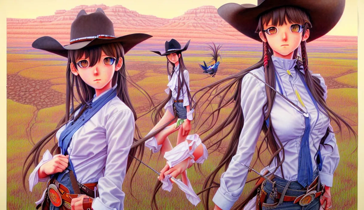 Image similar to richly detailed colored pencil 3D illustration of a western Kansas, art by Range Murata and Artgerm.