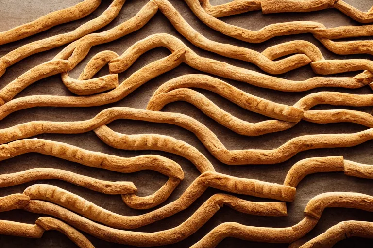 Prompt: centipede made of bread with legs ultrarealism