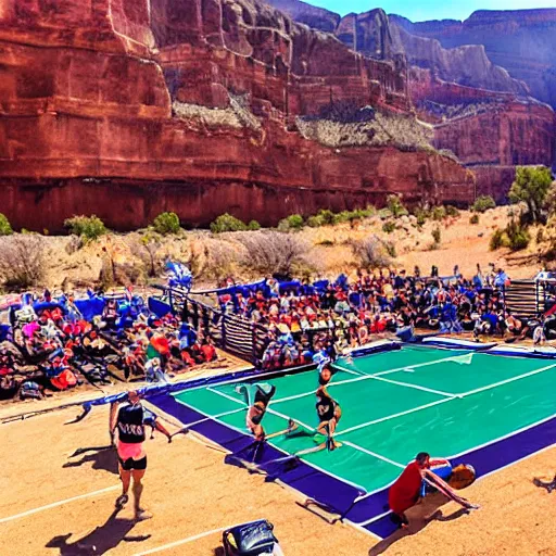 Image similar to epic volleyball tournament in the grand canyon