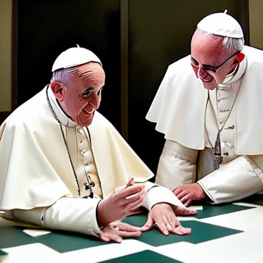 Prompt: photo of the Pope playing twister with a Nun, 50mm, beautiful photo