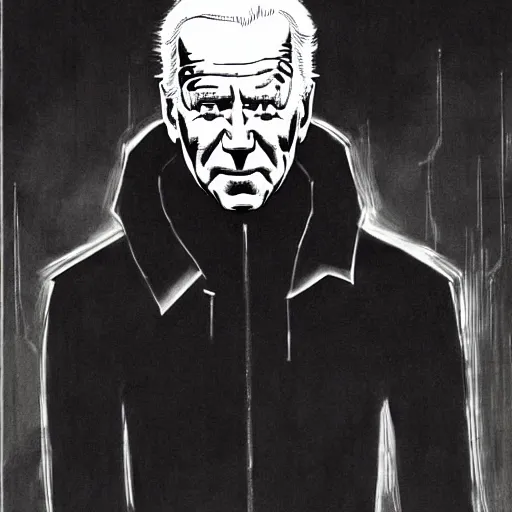 Image similar to Joe Biden looking sinister, by Tsutomu Nihei, highly detailed