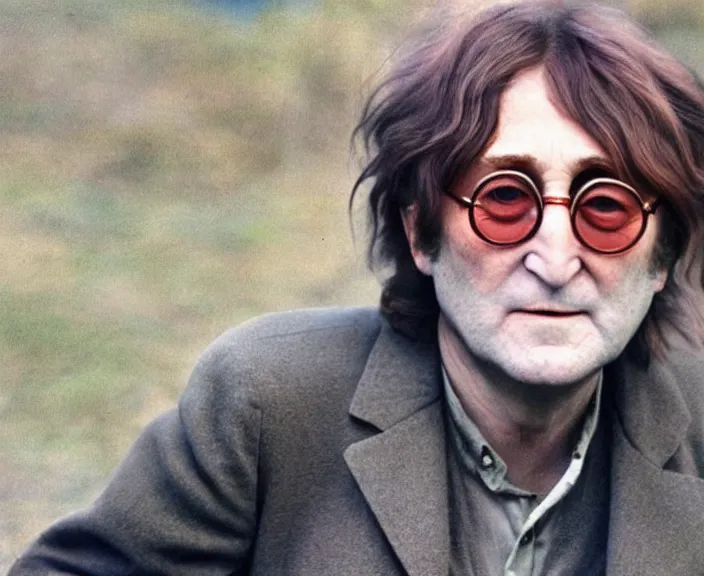 Prompt: A colored colorized real photograph of old John Lennon as an old man in his eighties with short hair in the 2010s, Old John Lennon, taken in the early 2020s, taken on a 2010s Camera, realistic, hyperrealistic, very realistic, very very realistic, highly detailed, very detailed, extremely detailed, detailed, digital art, trending on artstation, headshot and bodyshot, detailed face, very detailed face, very detailed face, real, real world, in real life, realism, HD Quality, 8k resolution, intricate details, colorized photograph, colorized photo, John Lennon as an old man with short hair, old, old man