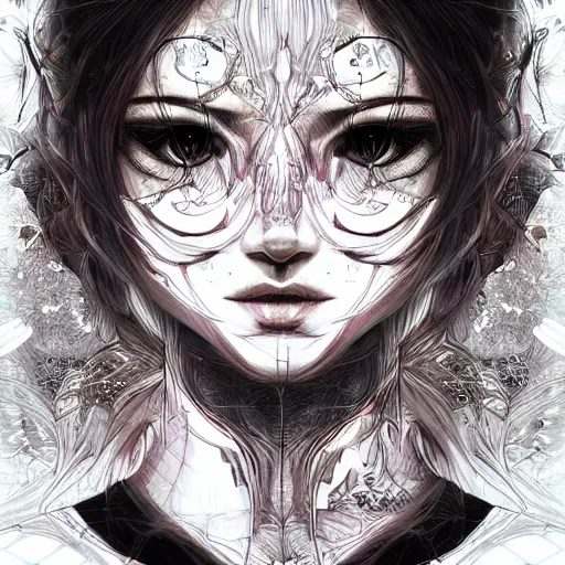 Image similar to glitchcore ghost, heroine, beautiful, detailed symmetrical close - up portrait, intricate complexity, in the style of artgerm and kazuki tanahashi, cel - shaded