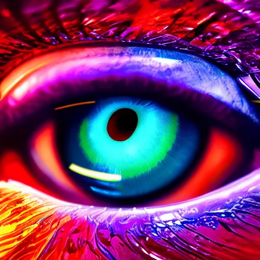 Image similar to photorealistic eye with infinity mirror effect. hyperdetailed photorealism, 1 0 8 megapixels, amazing depth, high resolution, 3 d shading, 3 d finalrender, 3 d cinematic lighting, glowing rich colors, psychedelic overtones, artstation concept art.