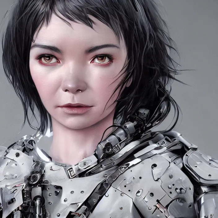 Image similar to hyper - realistic bjork leather cyborg - by tom bagshaw, by ilya kuvshinov, rtx rendering, octane render 1 2 8 k, maya, extreme high intricate details by wlop, digital anime art by ross tran, medium shot, close up shot, composition by sana takeda, dramatic lighting by greg rutkowski, 8 k, trending on artstation