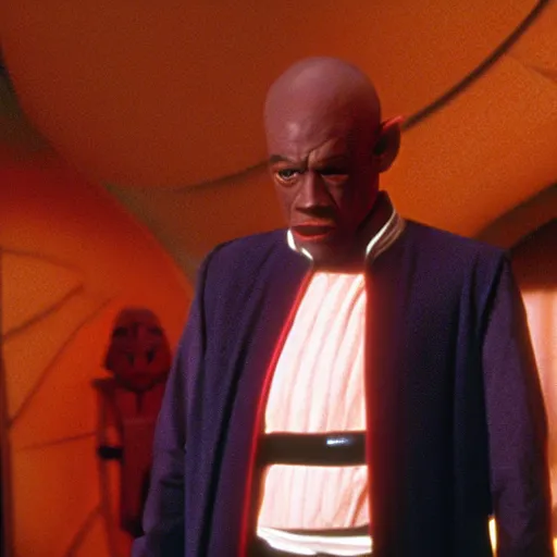 Image similar to beatlejuice as mace windu in star wars episode 3, 8k resolution, full HD, cinematic lighting, award winning, anatomically correct