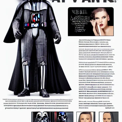 Image similar to Darth Vader Beauty Magazine