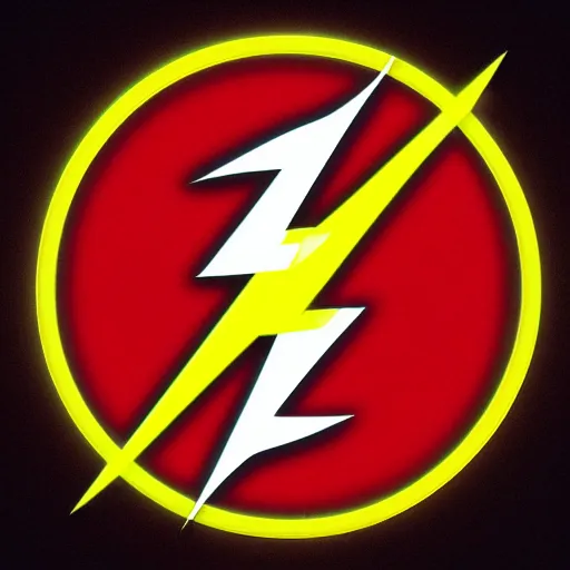 Prompt: the flash logo in glowing red and yellow neon